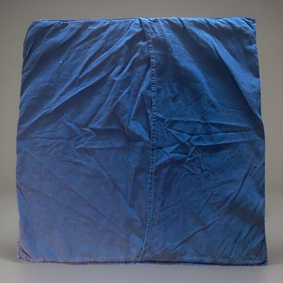 Pair West Elm Euro Sham Quilted Brushed Denim Blue Cotton 26"squ. Envelope Back - Picture 3 of 5